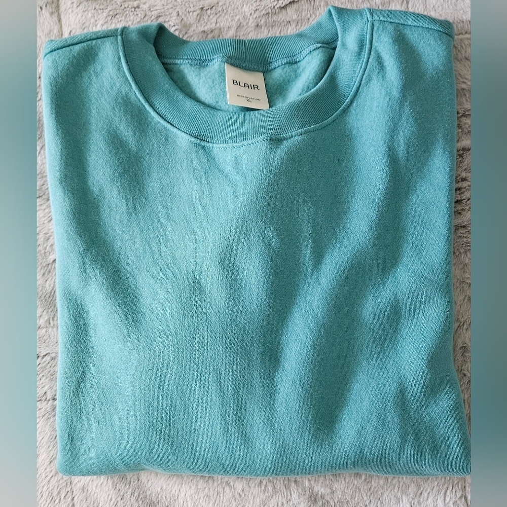Blair Sweatshirt XL Teal Crewneck Pullover Casual Cozy Oversized. - Picture 3 of 4